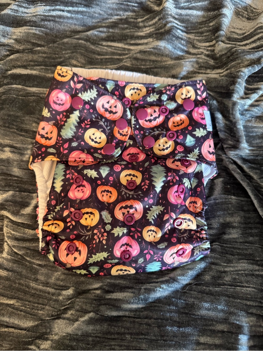 The Good Village Cloth Co. Reusable Kids Cloth Diaper - Purple Pumpkin Print